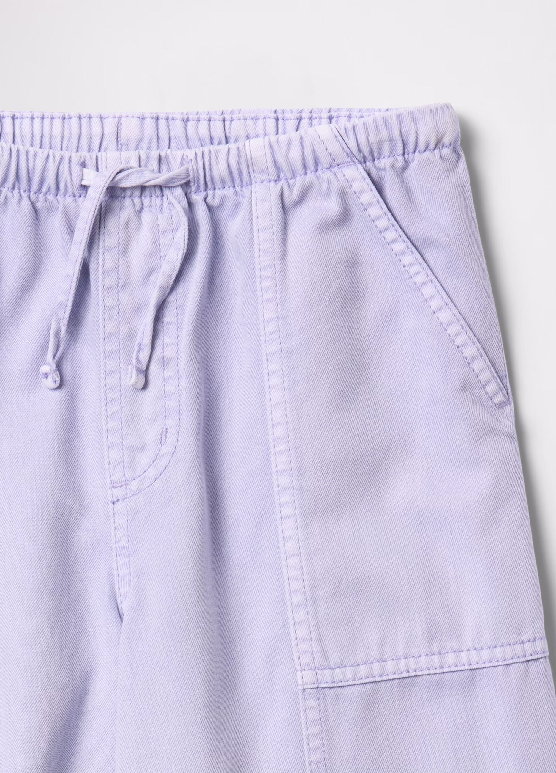 Purple wide-leg trousers with drawstring