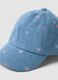 Light blue denim baseball cap in pure cotton for baby girls with hearts_2