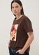 Brown pure cotton T-shirt with print, regular fit_0