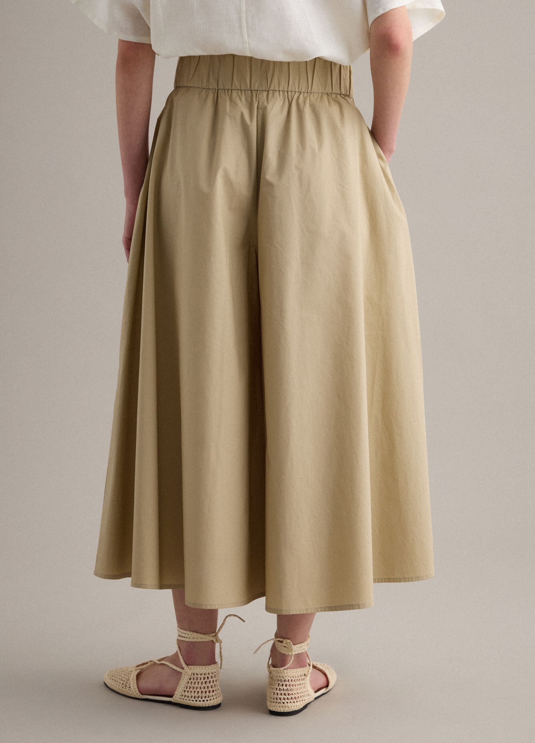 Beige long skirt in pure cotton