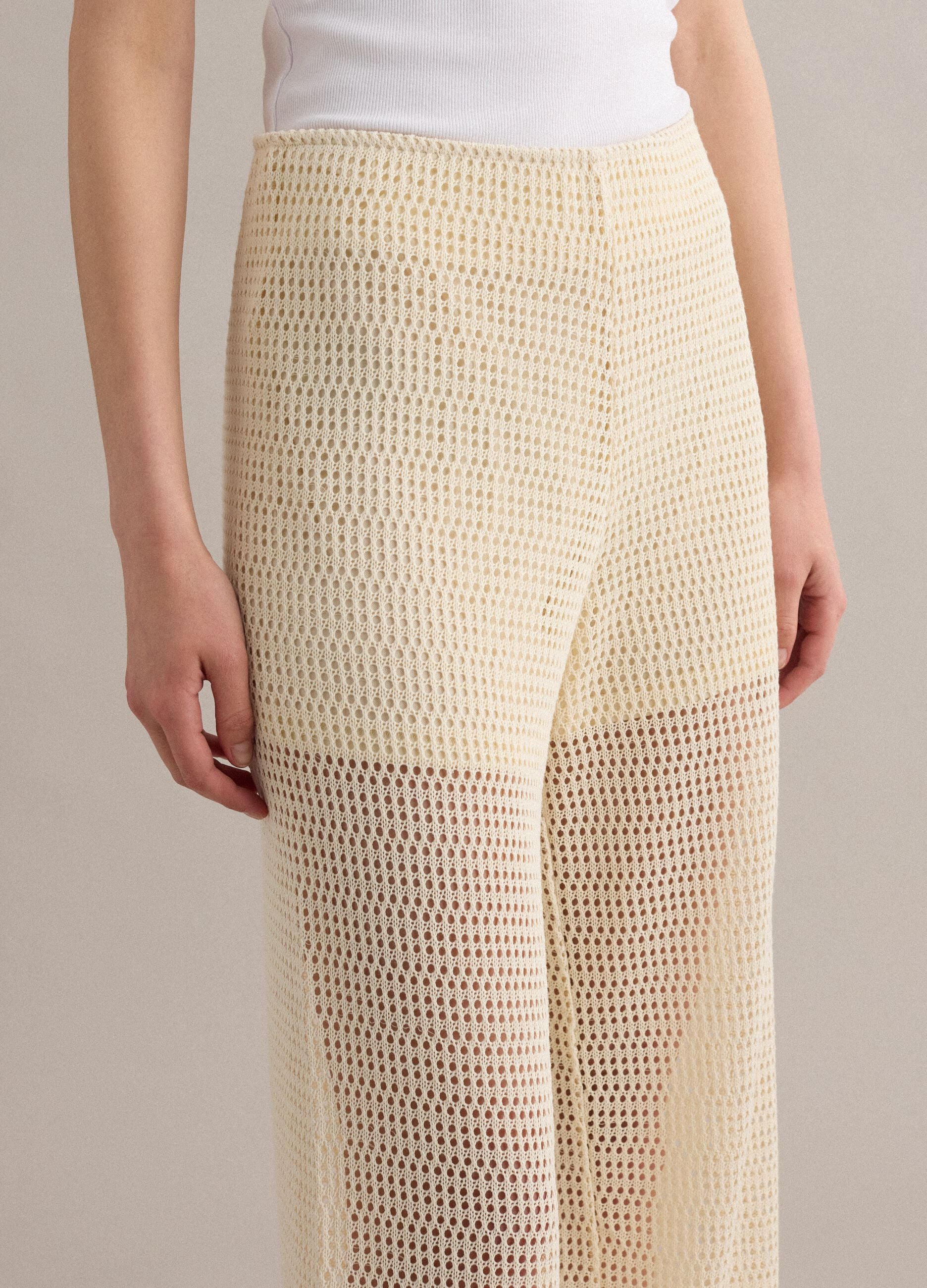 Beige palazzo trousers in a viscose blend