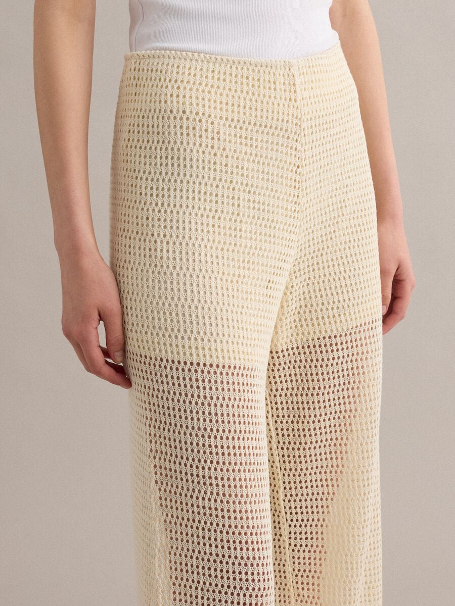 Pantaloni beige palazzo in misto viscosa_3