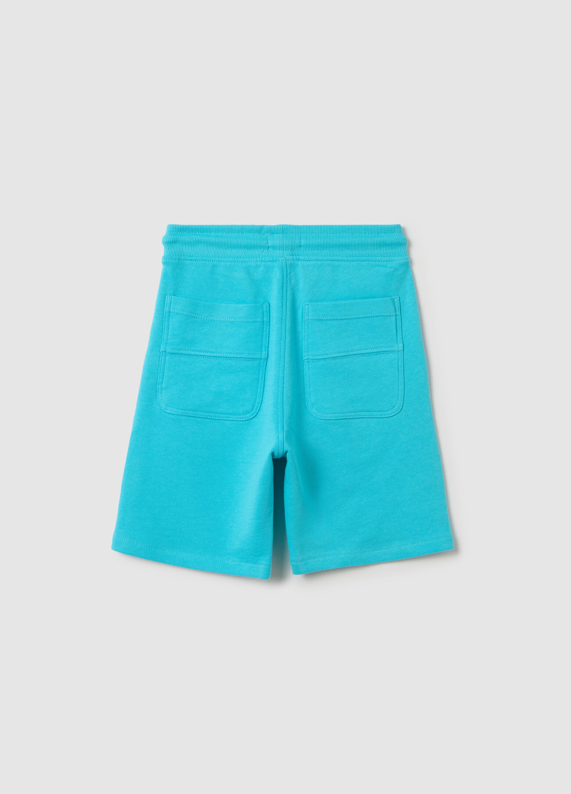 Short turquoise trousers in cotton
