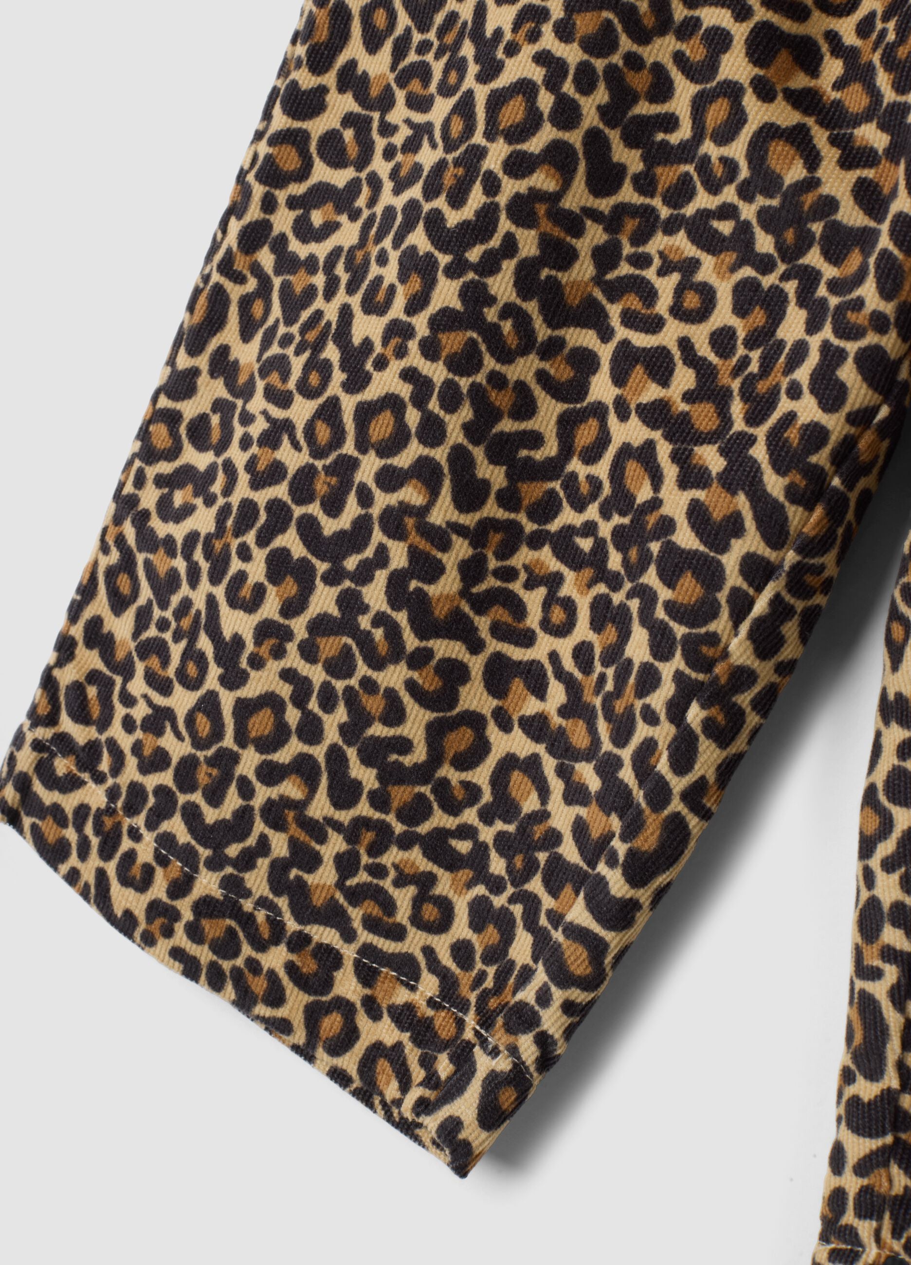Brown pure cotton animal print trousers