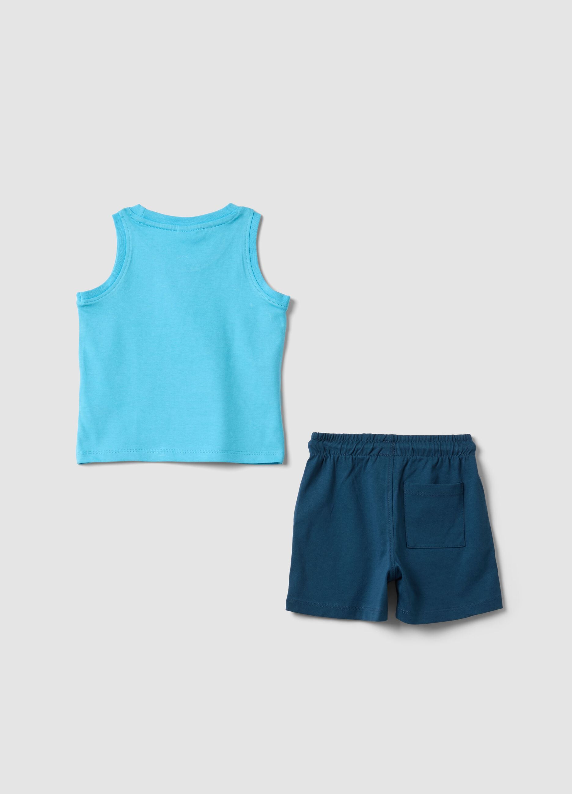 Blue pure cotton set with top and shorts