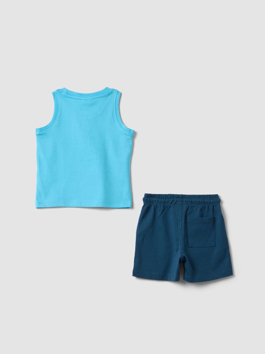 Blue pure cotton set with top and shorts_1