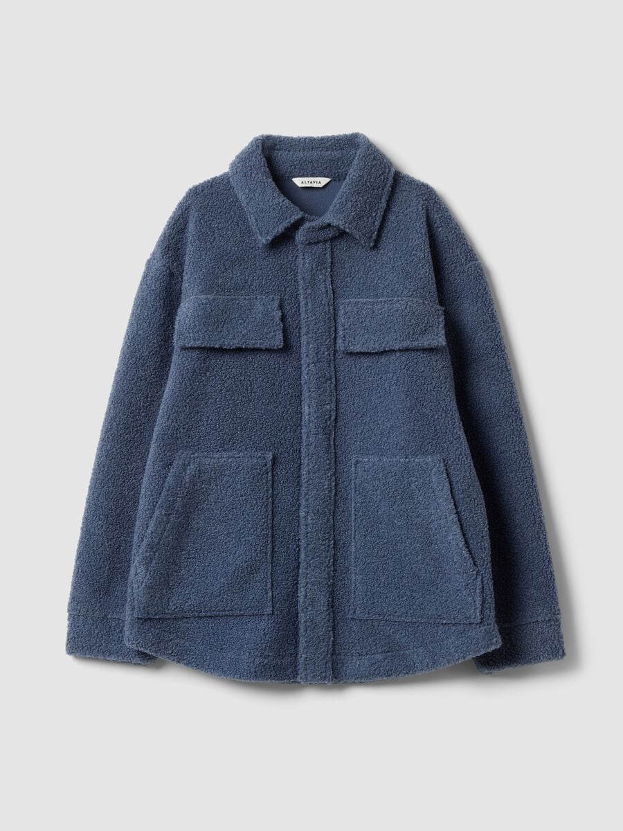 Shacket blu in sherpa con bottoni relaxed fit ALTAVIA STUDIO_5