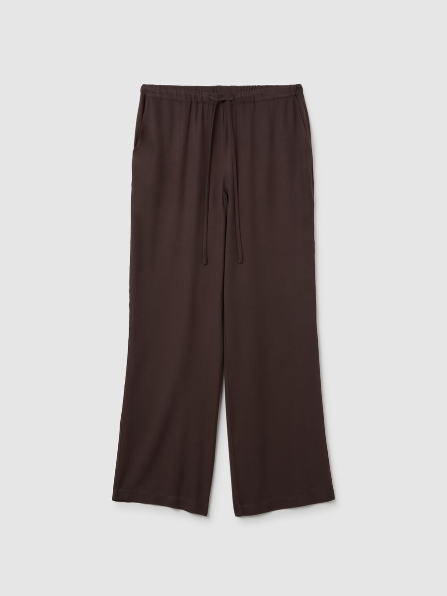 Women's trousers in pure brown viscose regular fit_4
