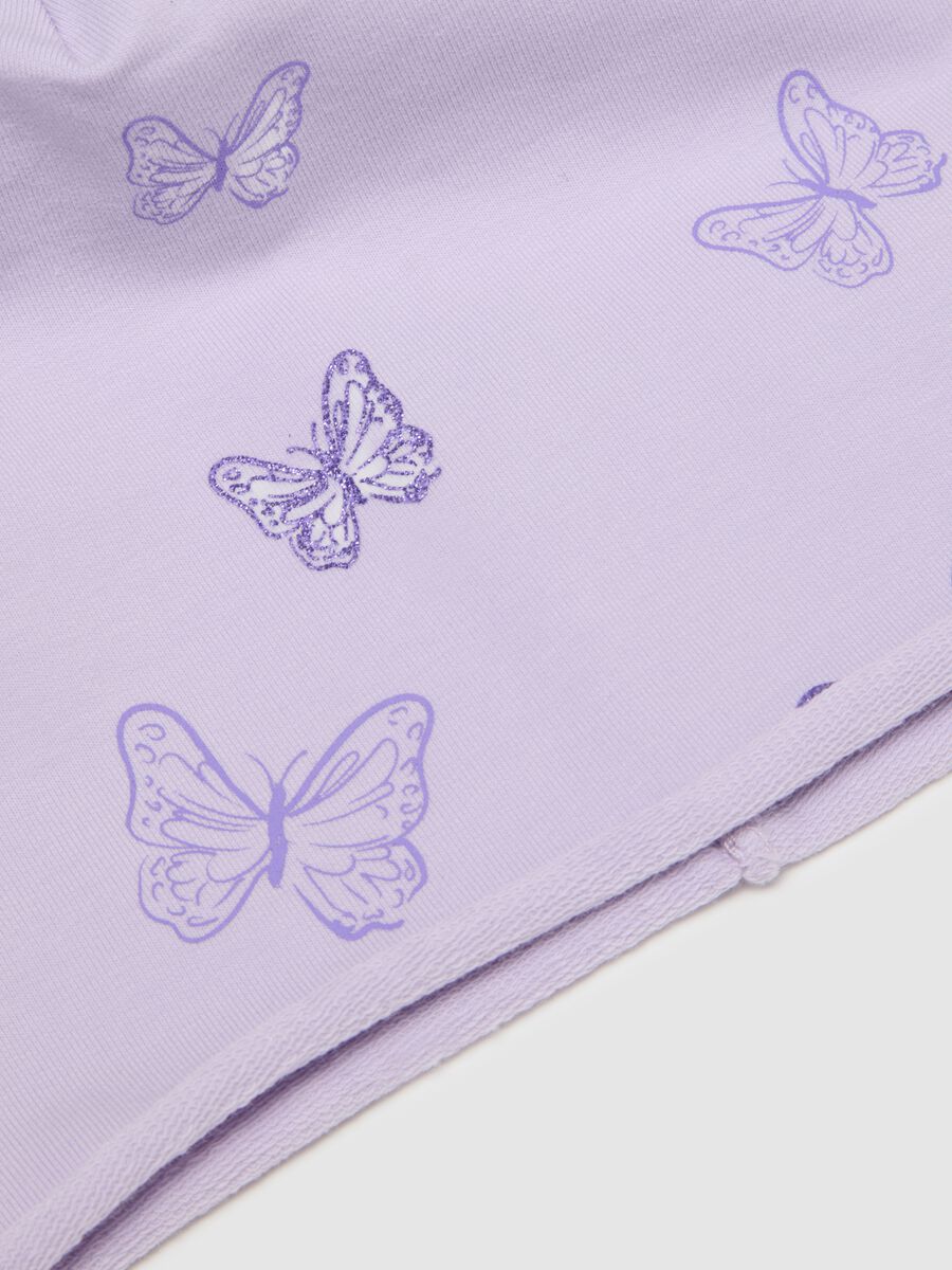 Purple Stretch Cotton Hat with Butterflies for Girls_2