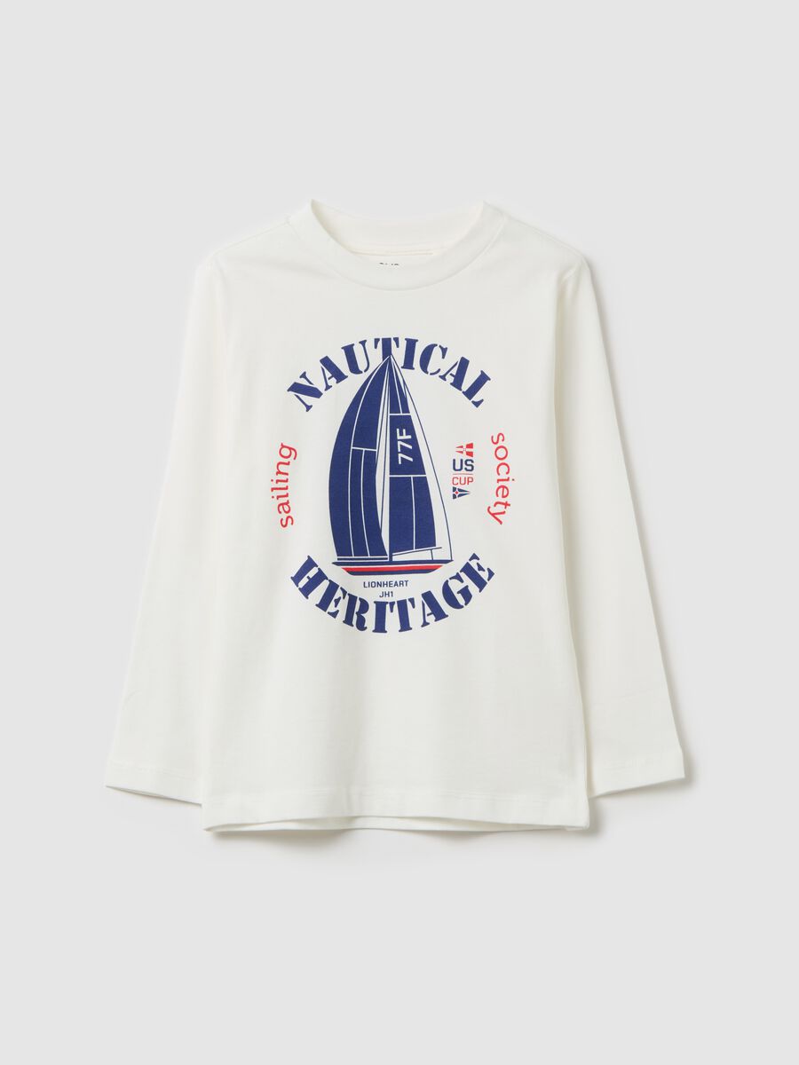 "Nautical Heritage" T-shirt with long sleeves in cotton_0