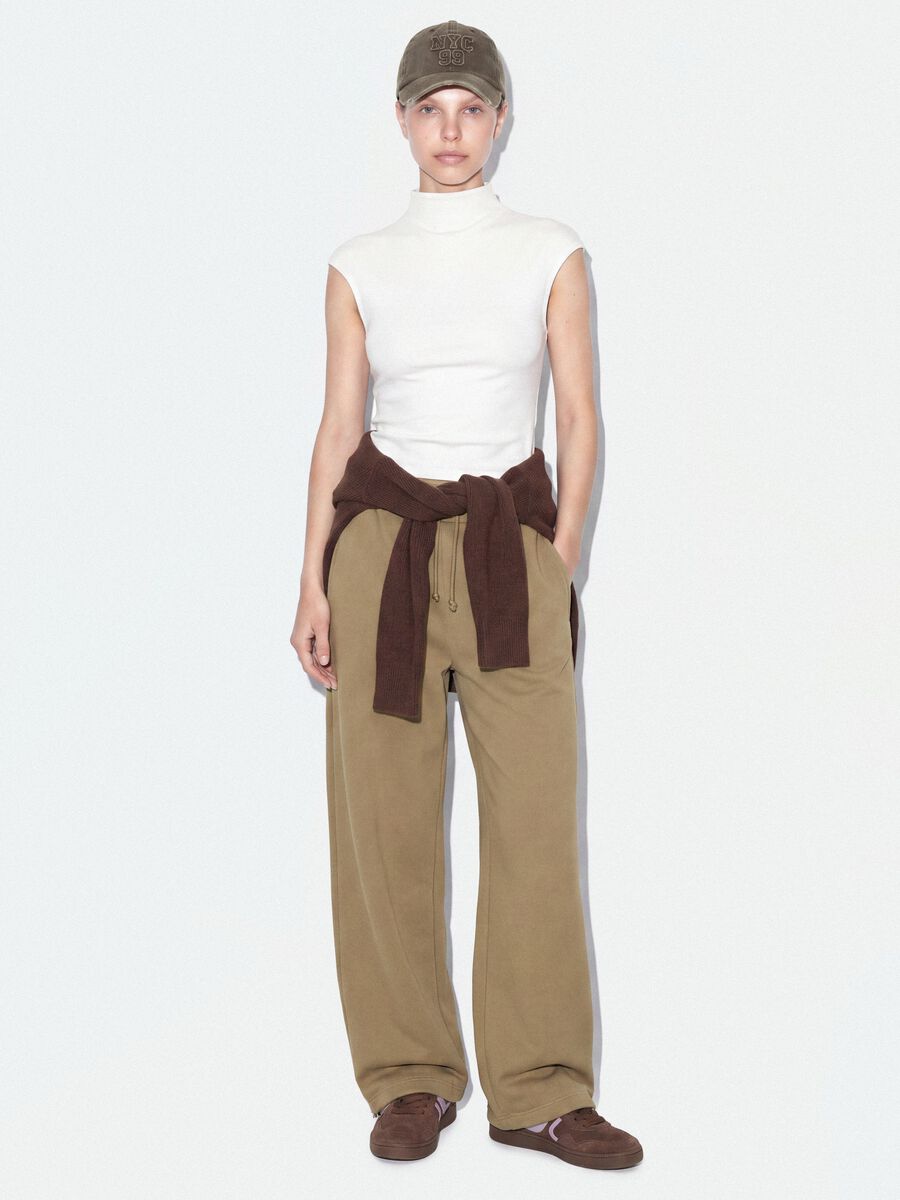 Pantaloni jogger beige in misto cotone baggy fit_0