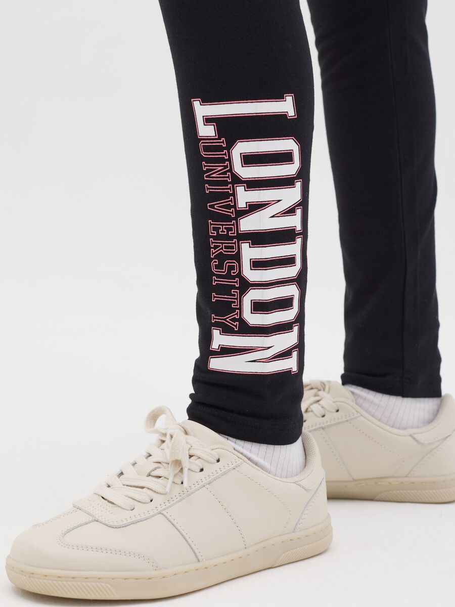 Leggings in cotone stretch con stampa _2