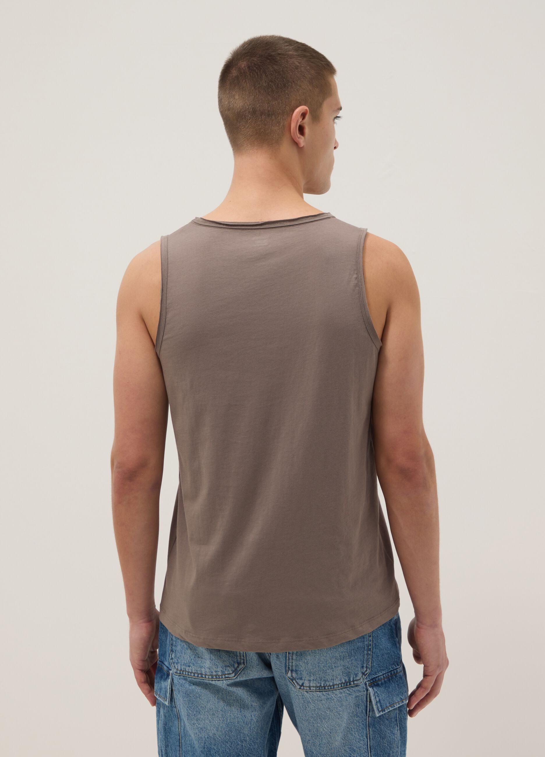 Grey pure cotton vest top
