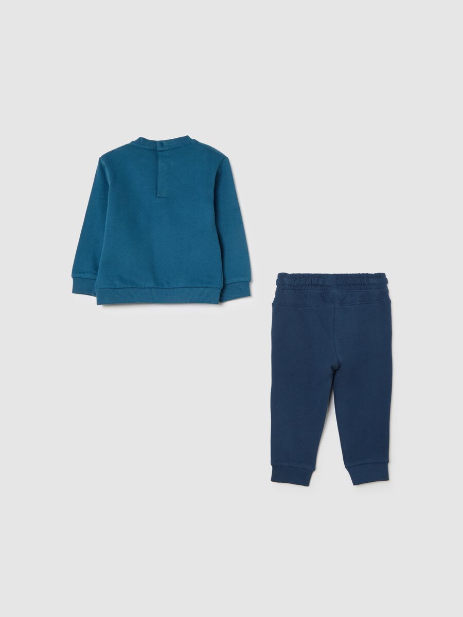 Blue cotton toddler set regular fit with bear motif_1