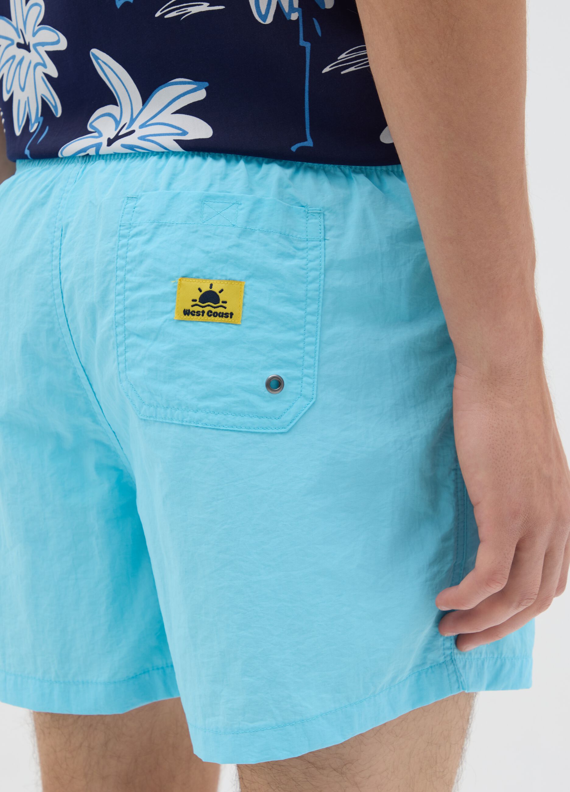 Men's regular fit light blue swim boxers