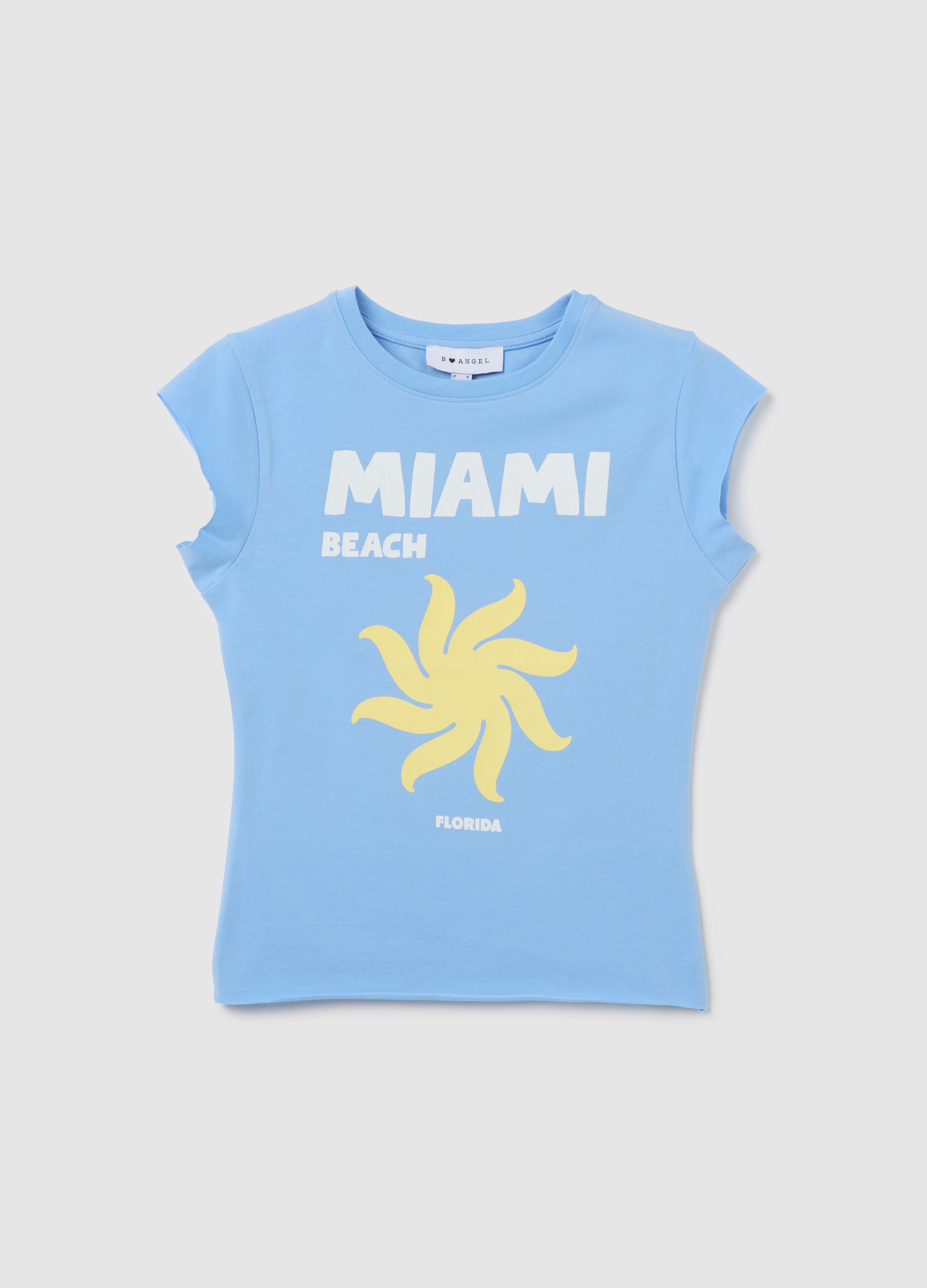 Blue Miami Beach Stretch Cotton T-shirt