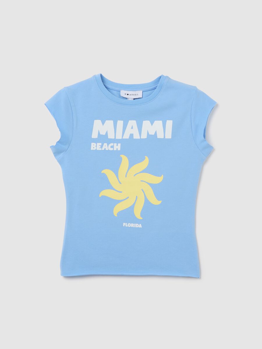 Blue Miami Beach Stretch Cotton T-shirt_4