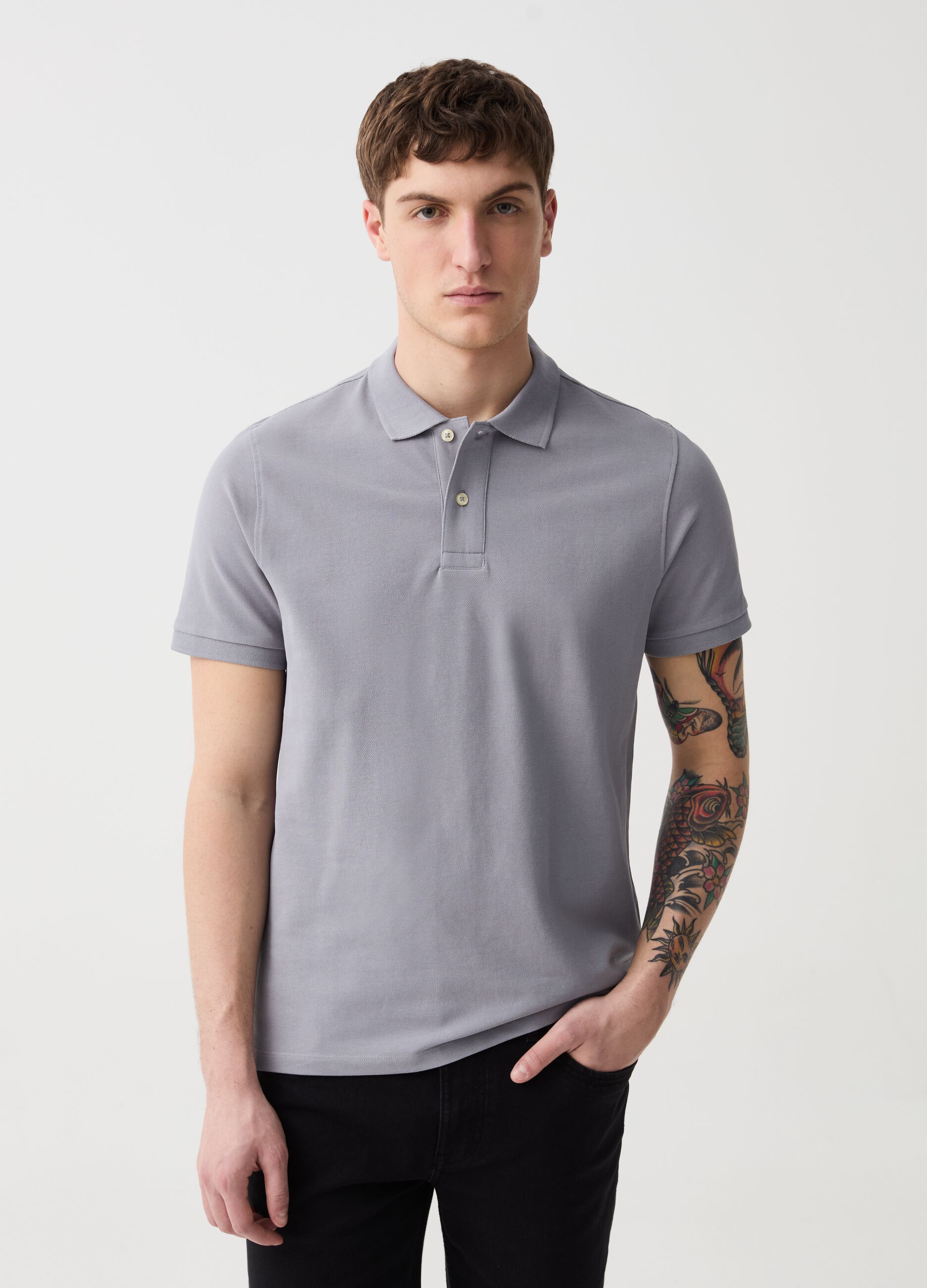 Organic cotton pique polo shirt