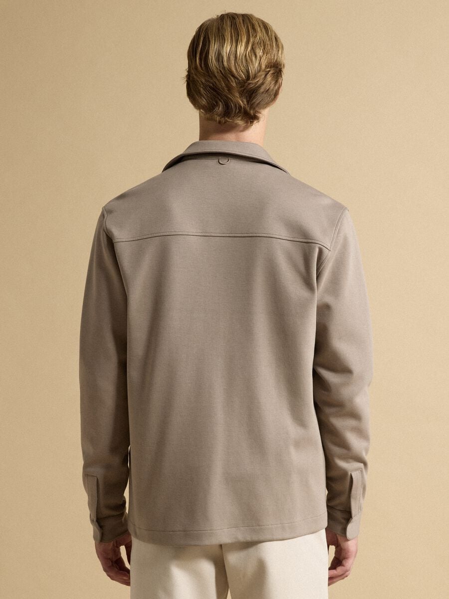 Shacket traspirante marrone in misto cotone con colletto regular fit_3