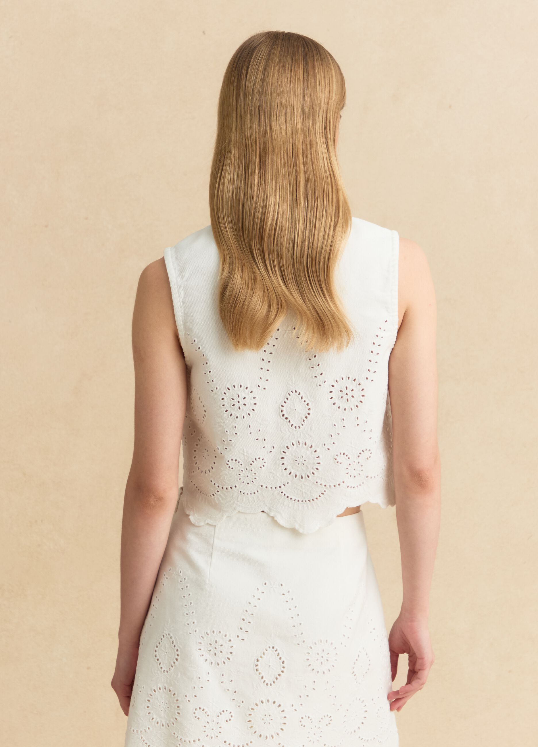 White organic cotton broderie anglaise shirt