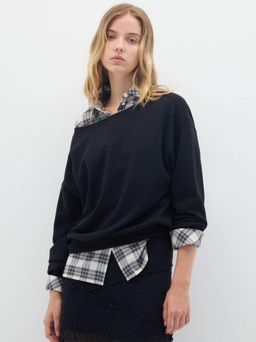 Regular fit black pure cotton sweatshirt_0