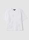 White pure cotton T-shirt with broderie anglaise embroidery, regular fit_0