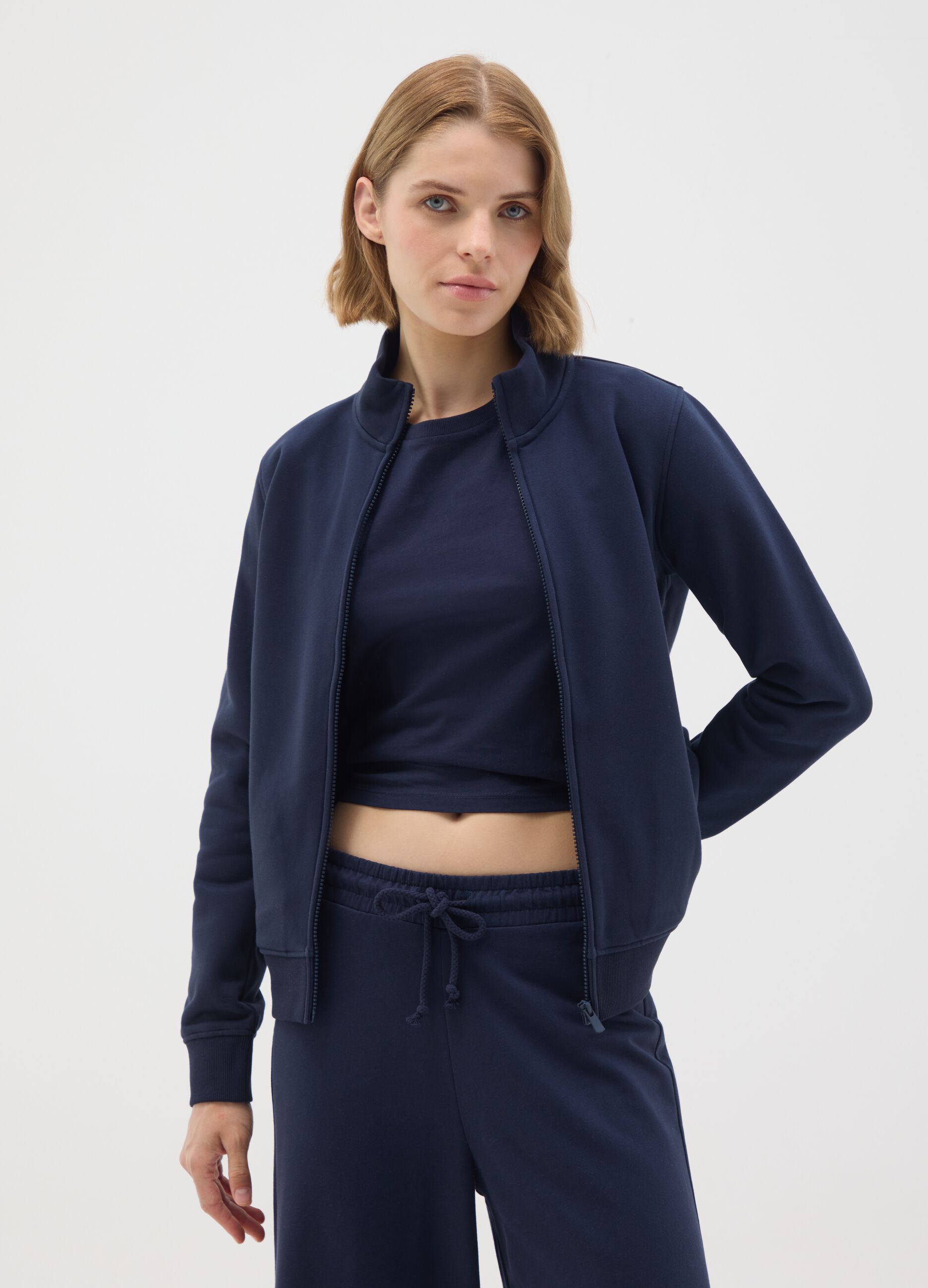 Felpa in misto cotone blu regular fit