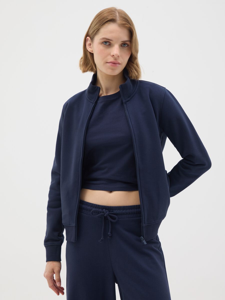 Blue cotton blend sweatshirt with regular fit_0