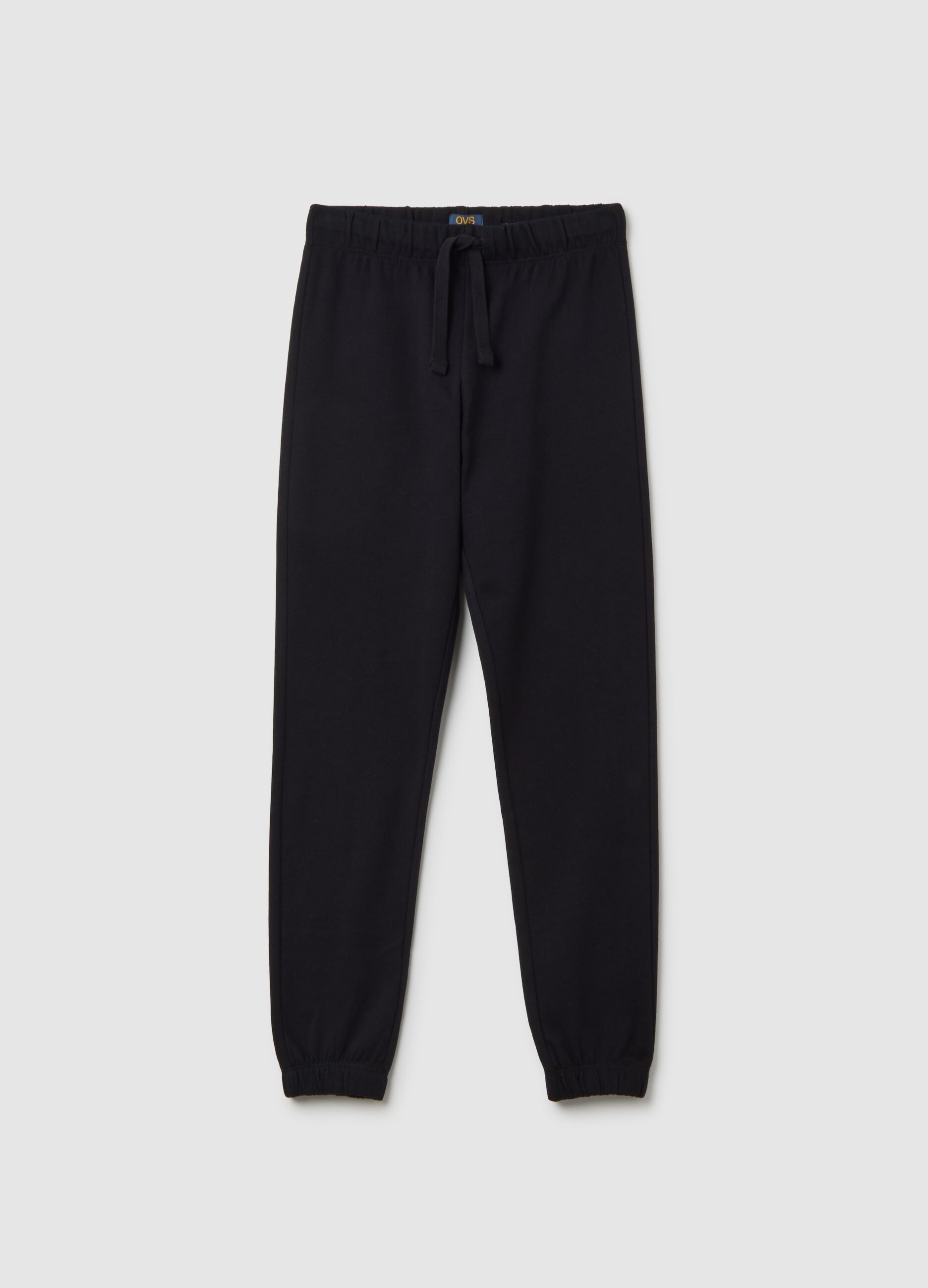 Boys' black pure cotton jogger trousers