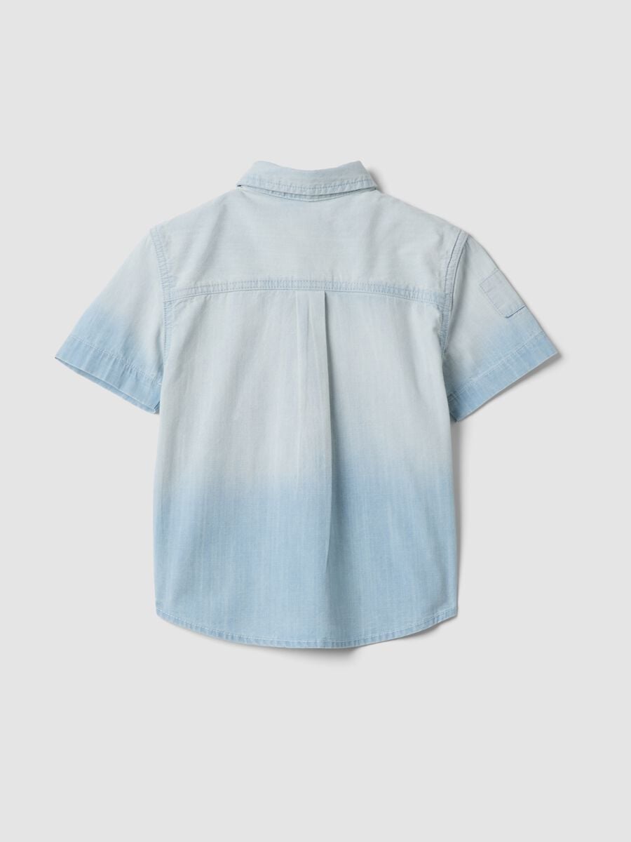 Light blue pure cotton short-sleeve shirt_4
