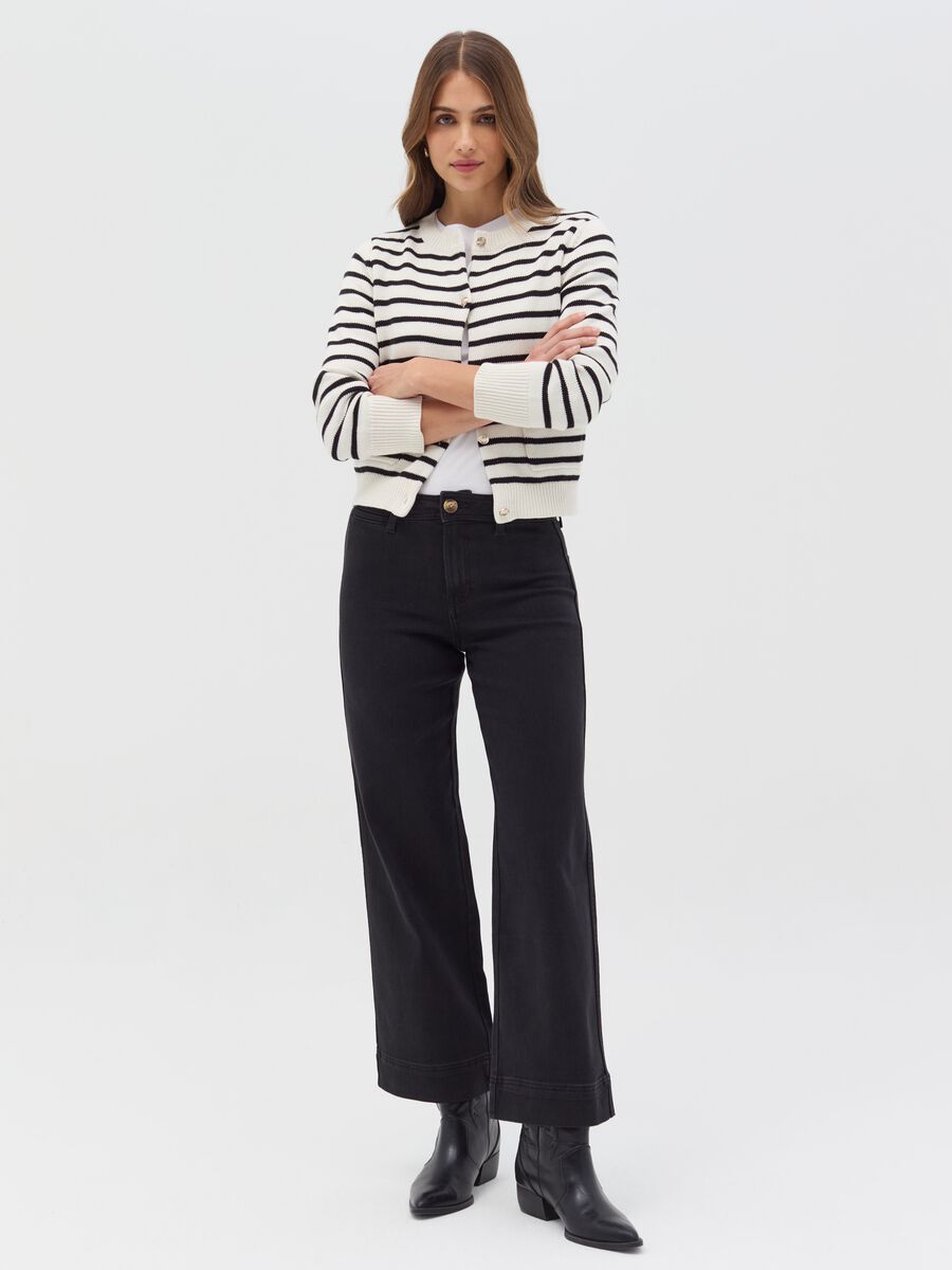 Striped cardigan with gold-coloured buttons_1