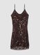 Brown fitted stretch dress with sequins_0