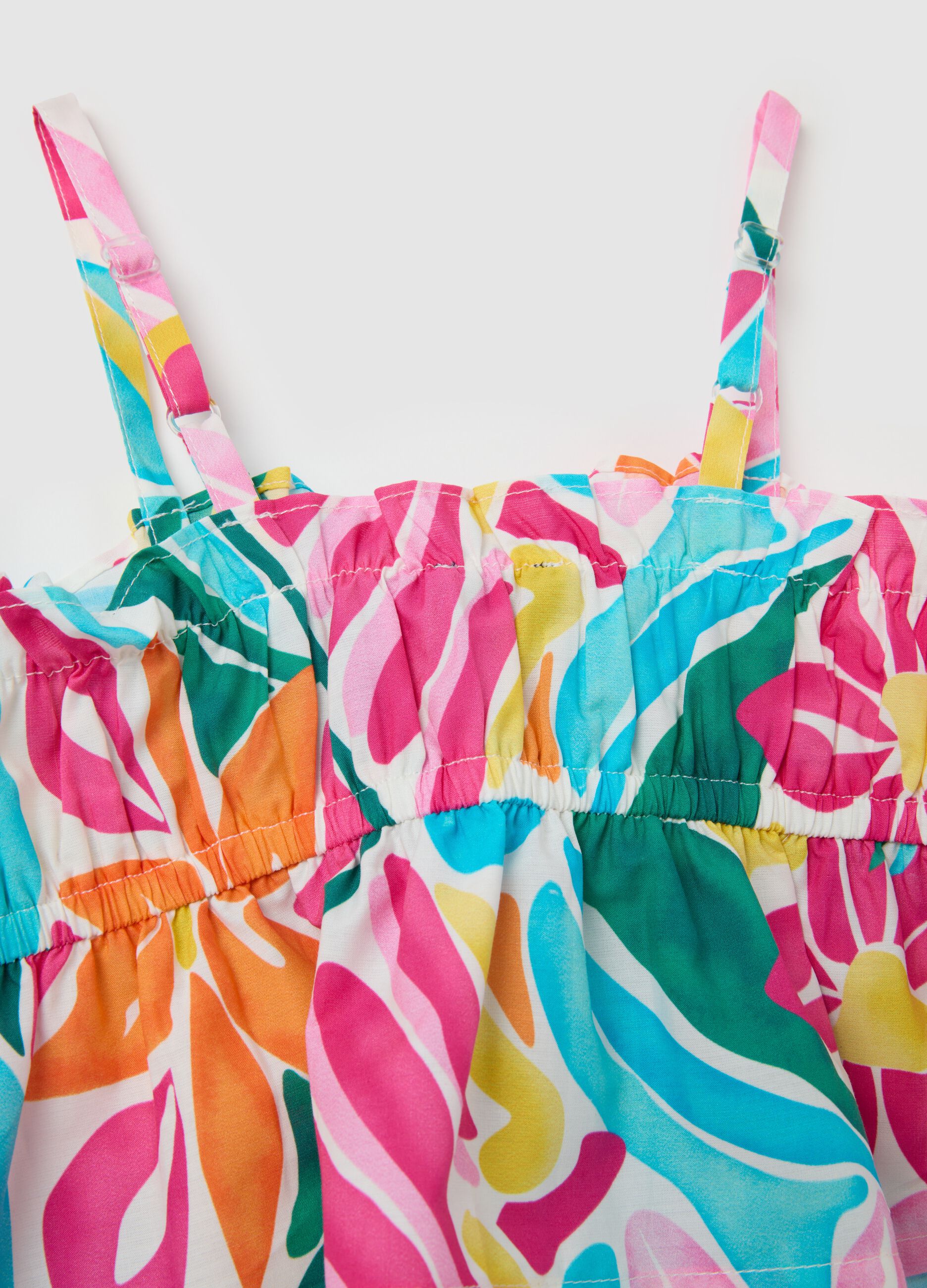 Girls' top in pure multicolour cotton, regular fit