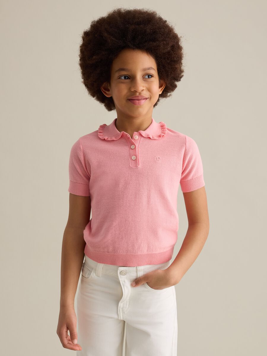 Knit polo shirt with logo embroidery_0