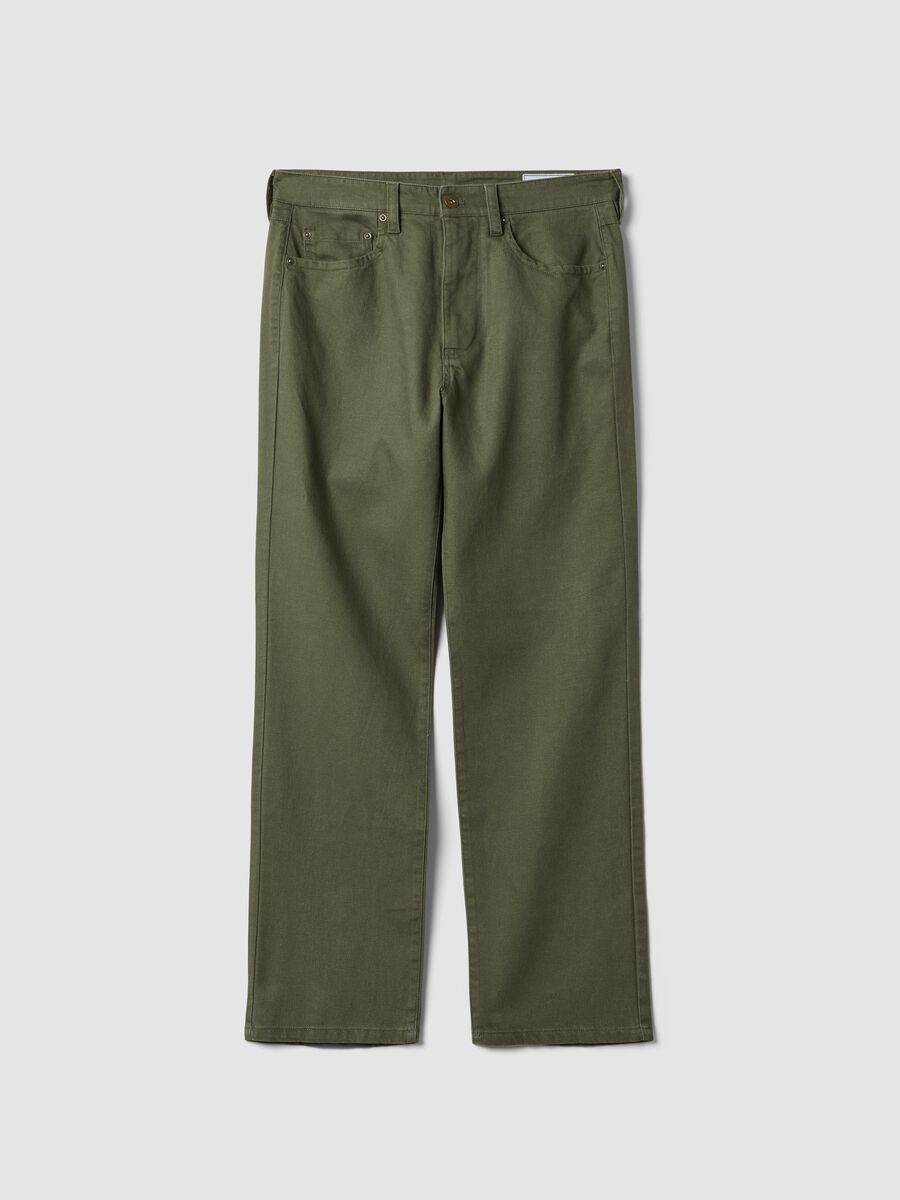 Green linen-cotton blend trousers_0