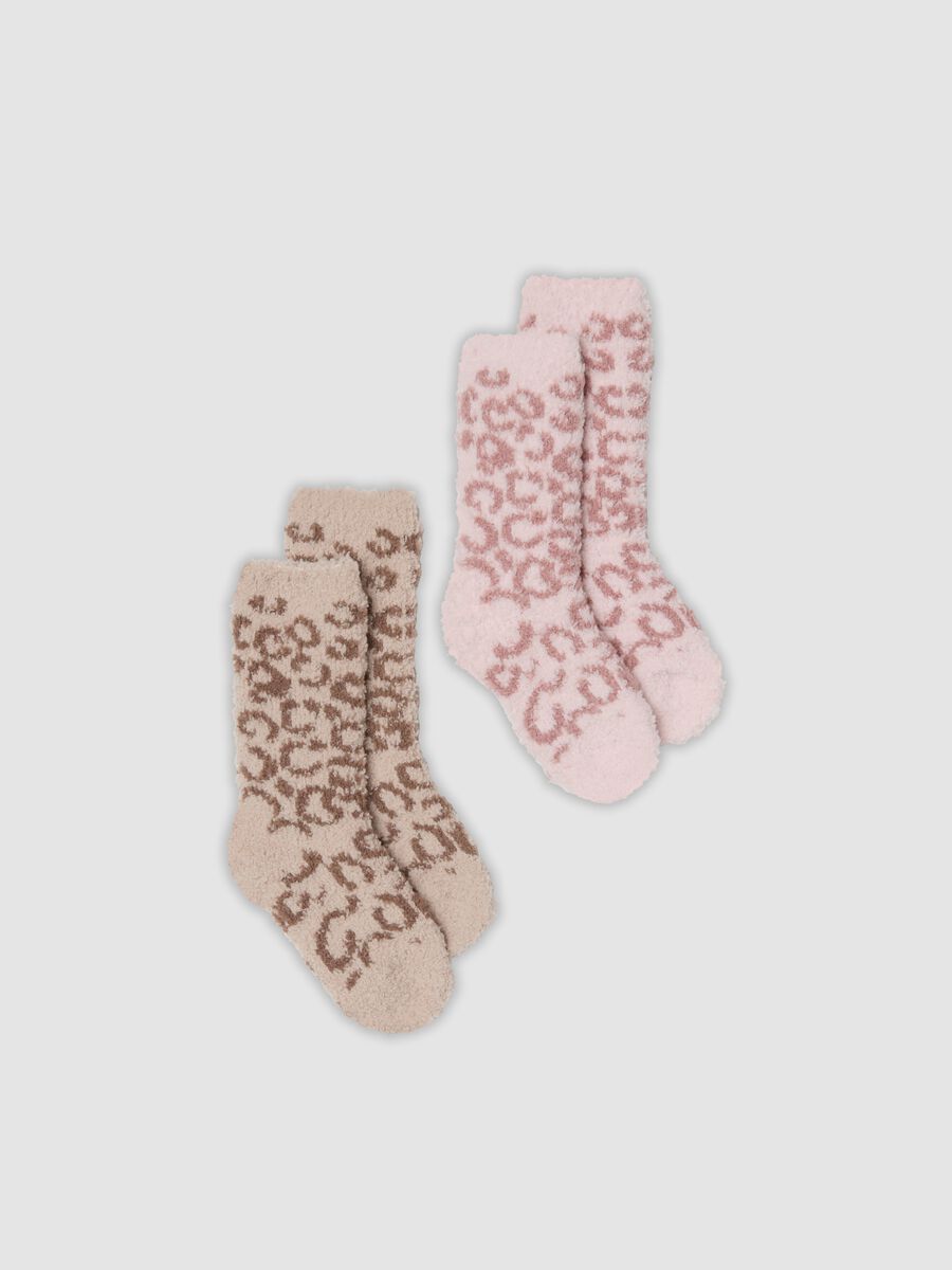 2-pack multicolour midi socks in stretchy fabric with pattern_0