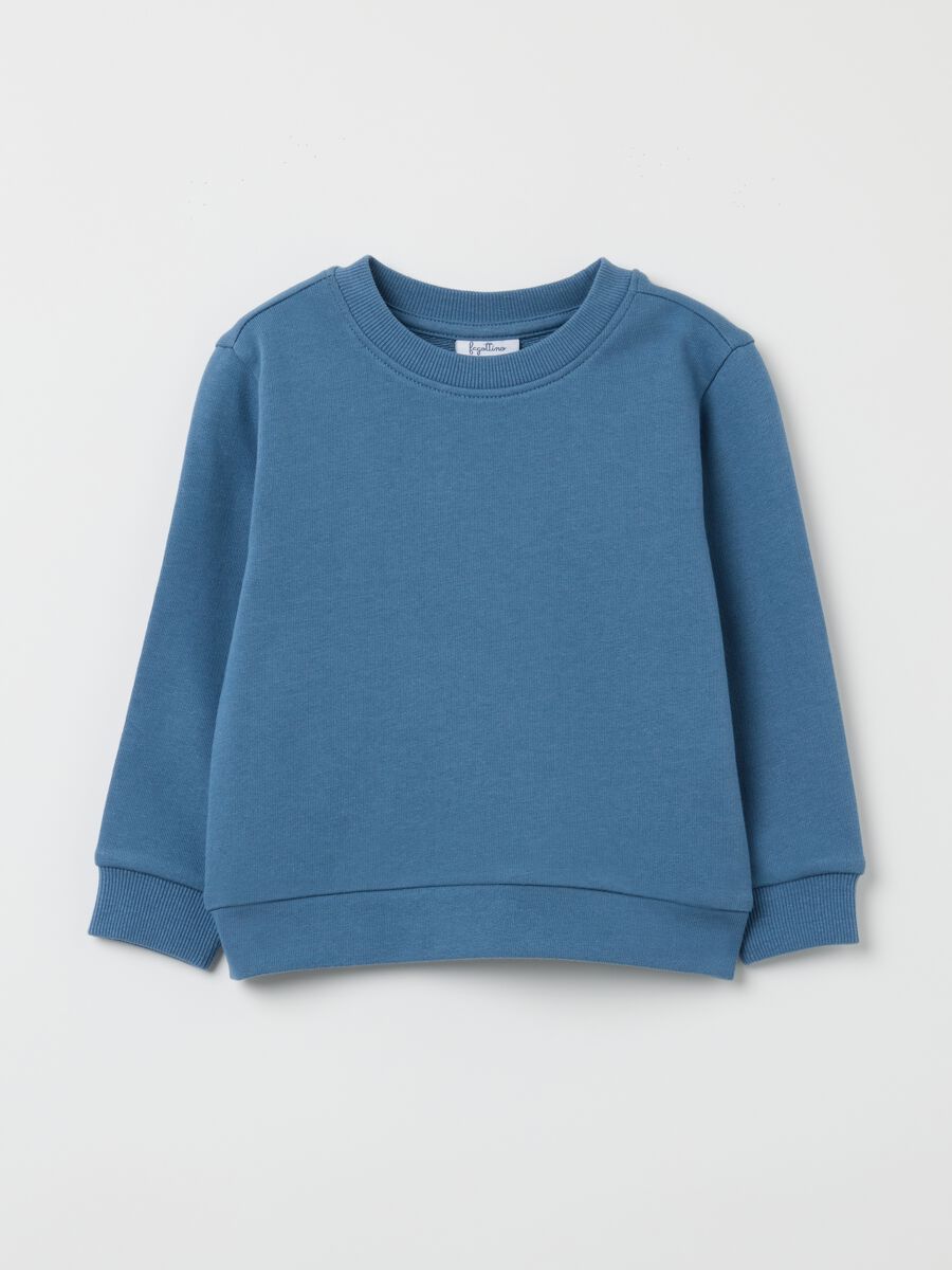 Children's sweatshirt in pure cotton blue with regular fit_0