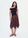 Brown polka-dot skirt in viscose blend with asymmetric hem_0