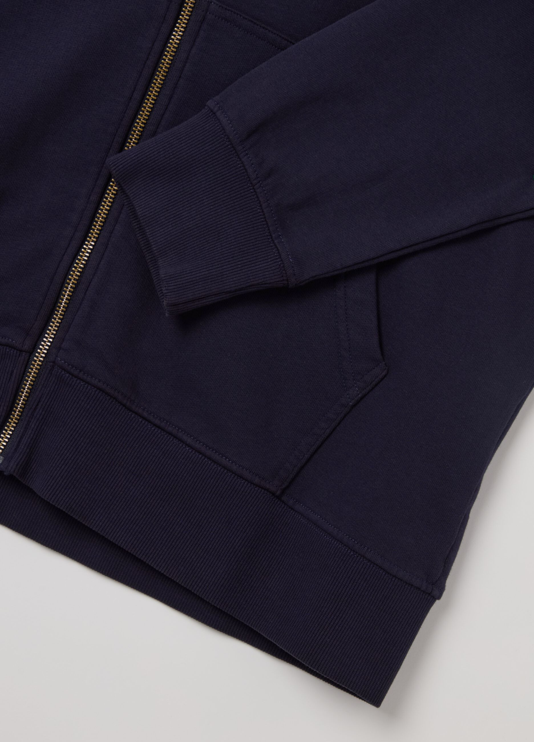 Full-zip sweatshirt in cotton with hood