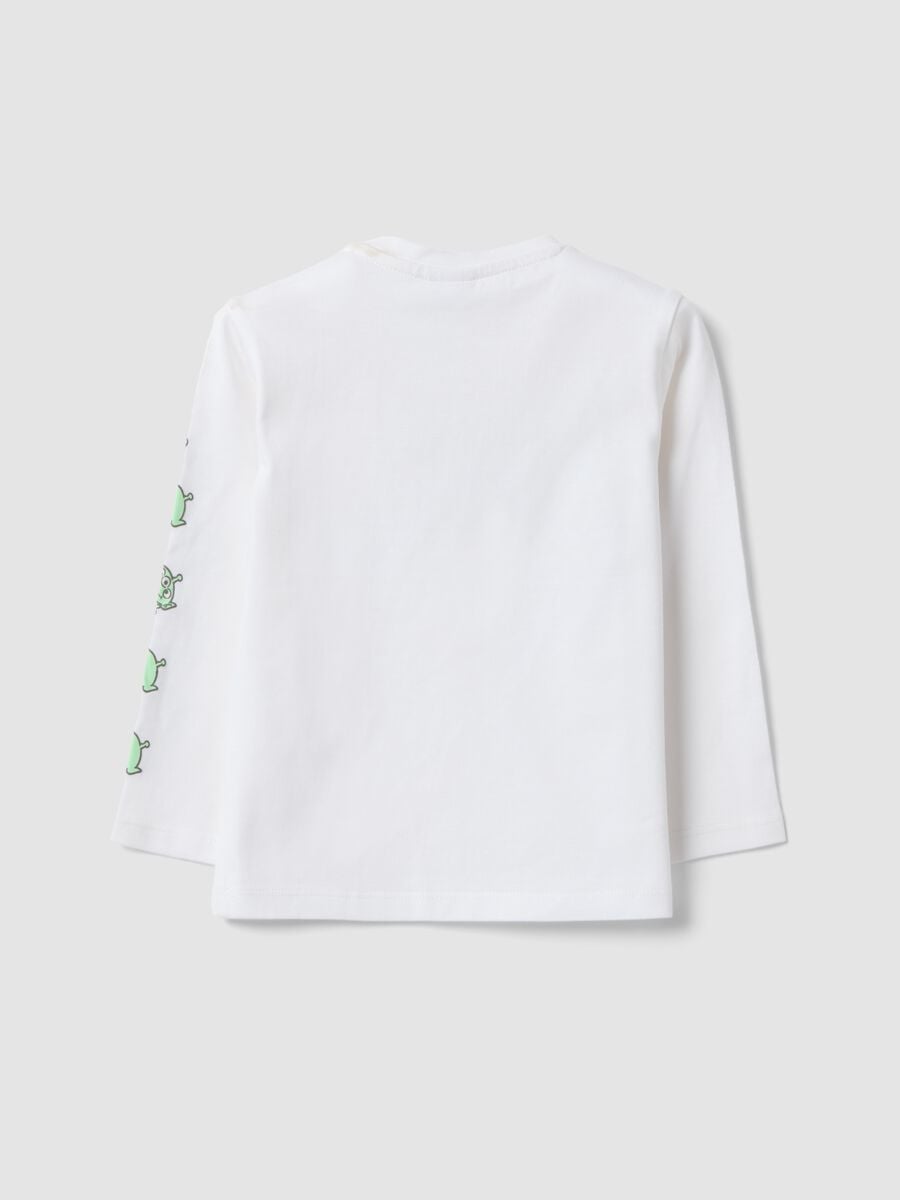 White long-sleeved pure cotton Toy Story top for baby boys_1