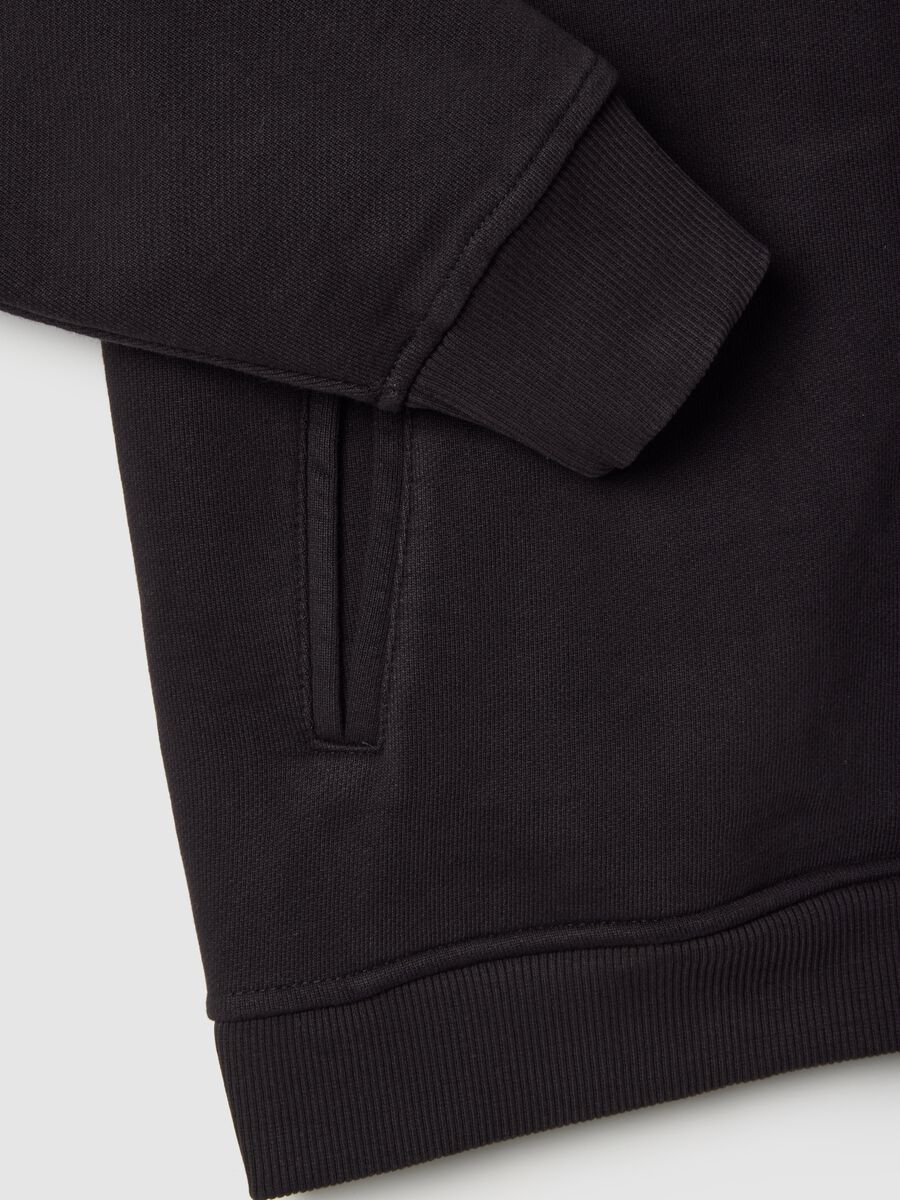 Felpa in misto cotone nera oversize fit con cappuccio_5