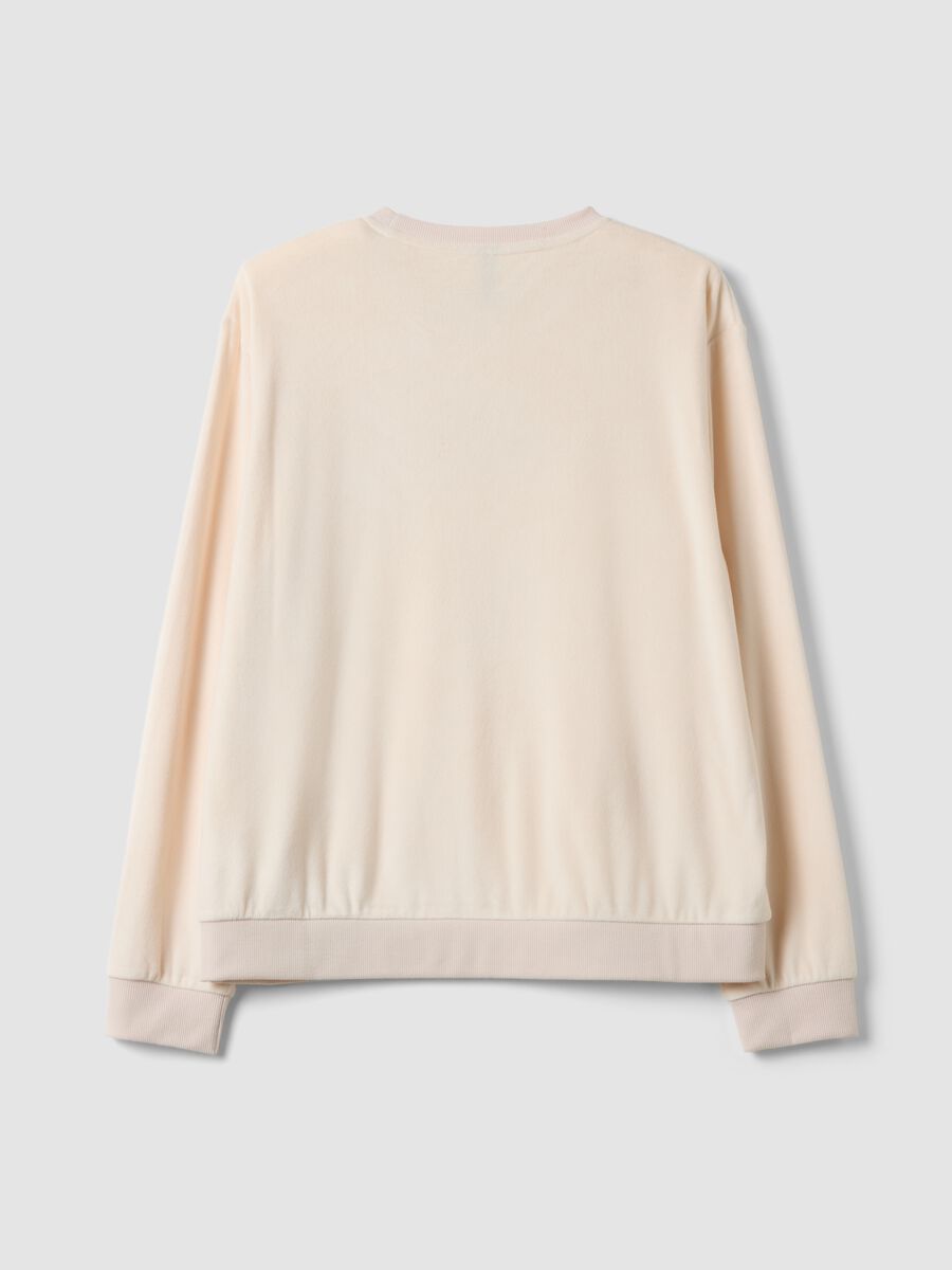 White stretch chenille crew-neck pyjama top_2