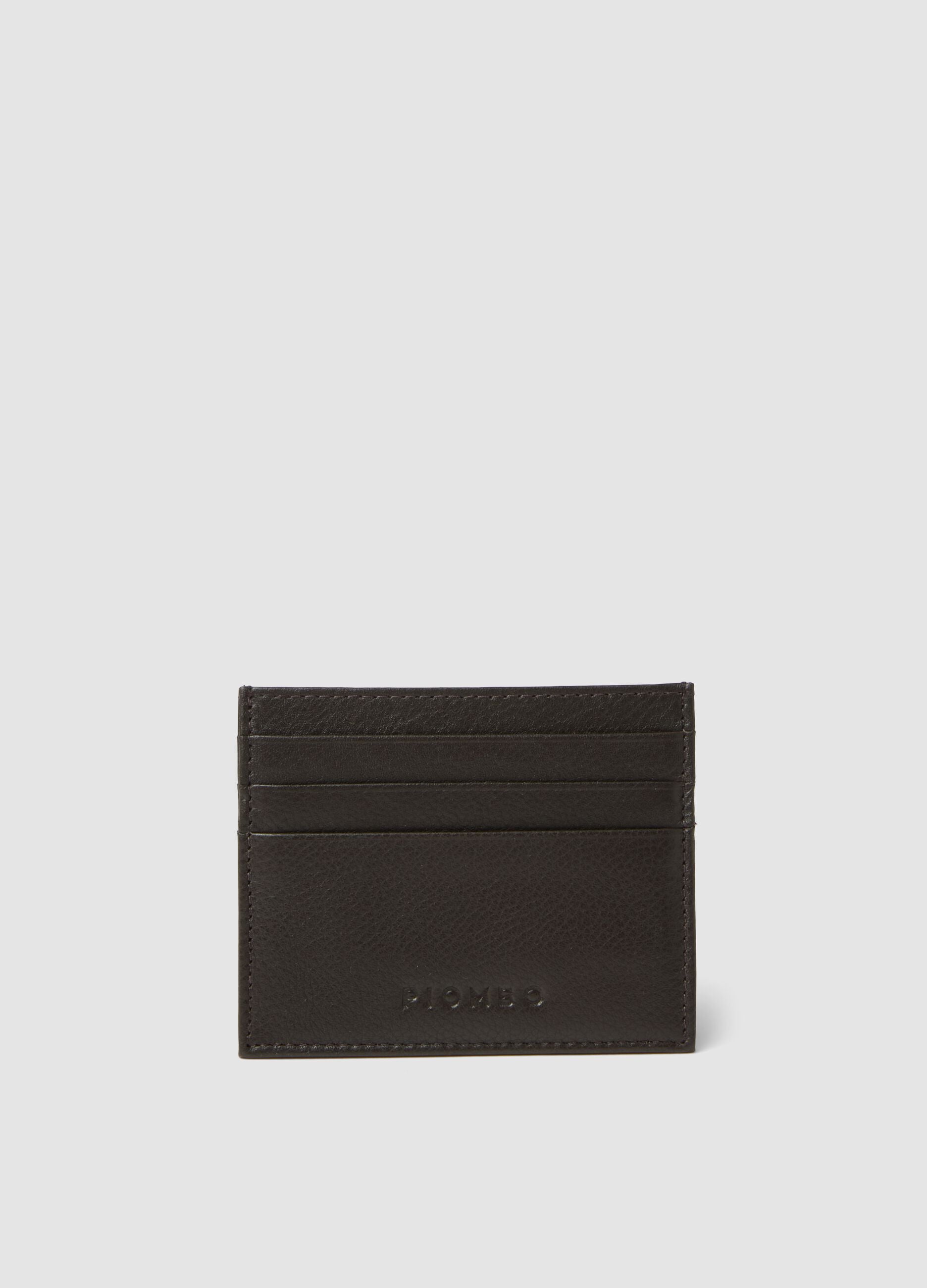 Portacarte marrone in vera pelle