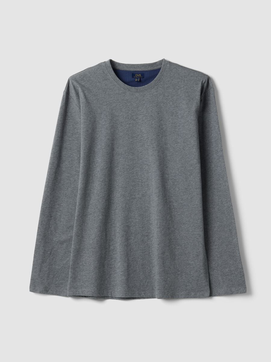 Grey organic cotton crew-neck pyjama top_4