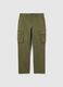 Green regular fit cotton blend trousers_4
