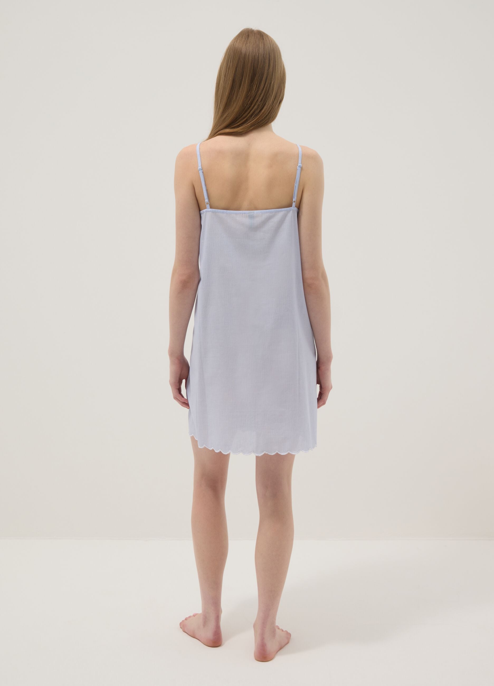 Light blue organic cotton nightdress with thin straps