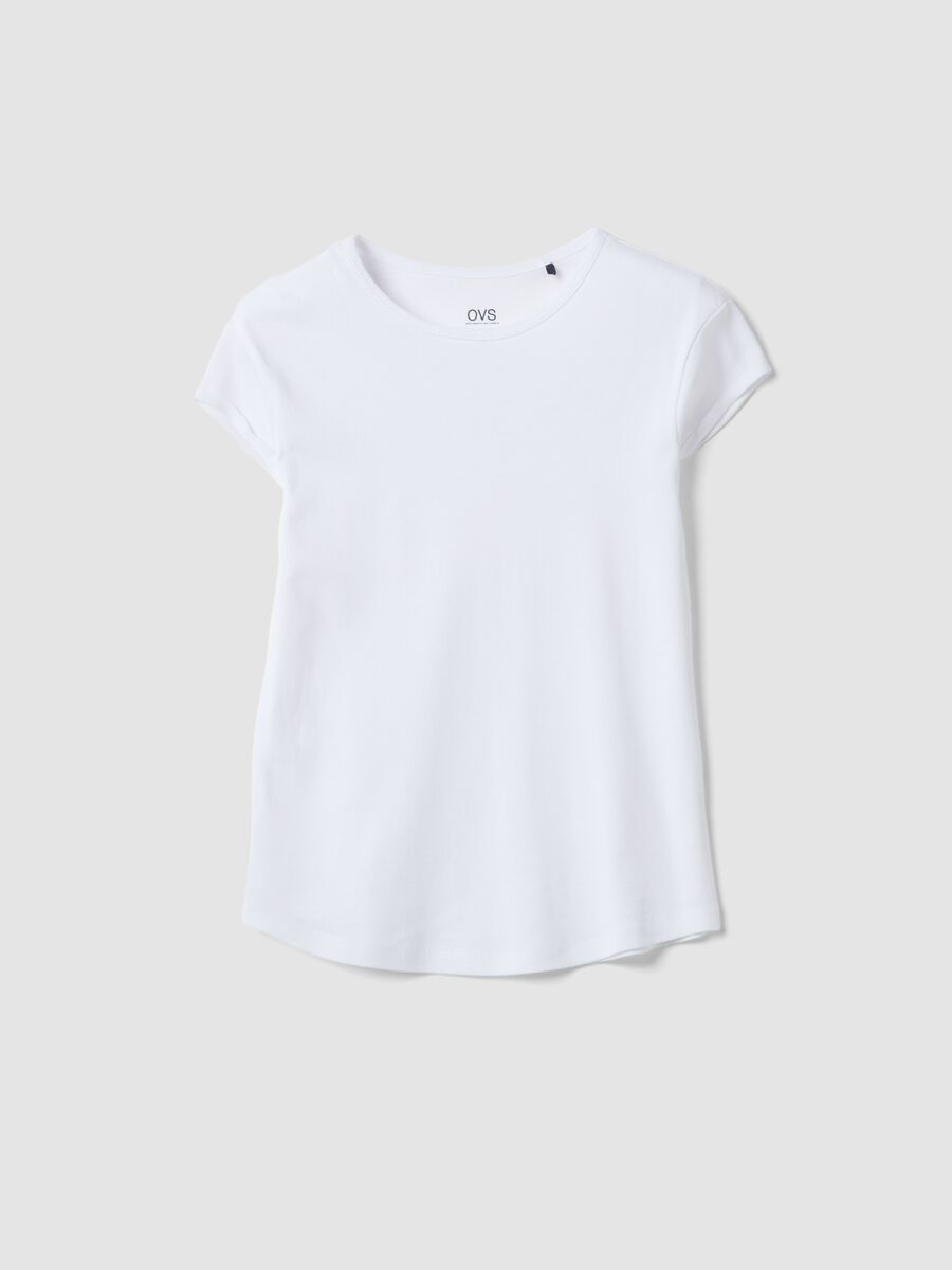 White short-sleeved pure cotton t-shirt regular fit_4