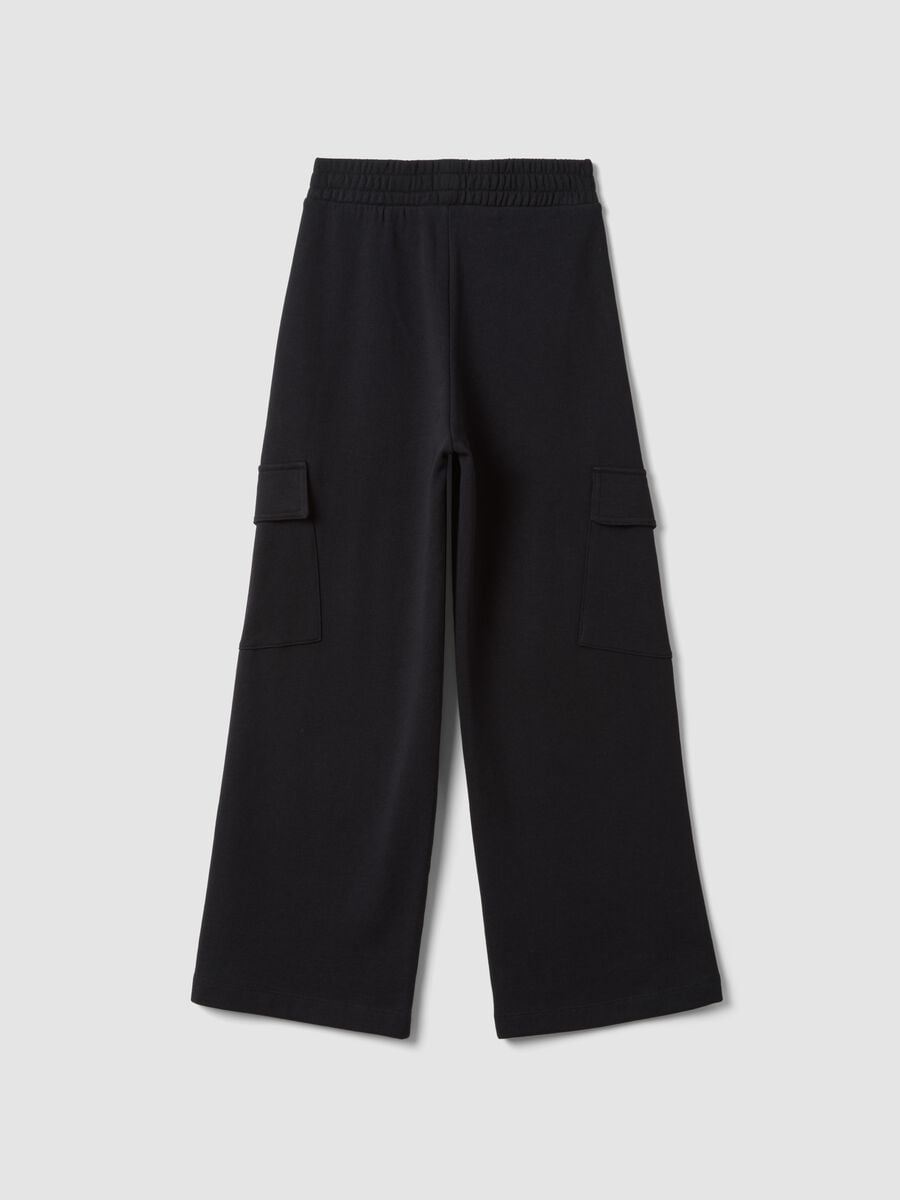 Black cotton culotte cargo trousers for girls_5