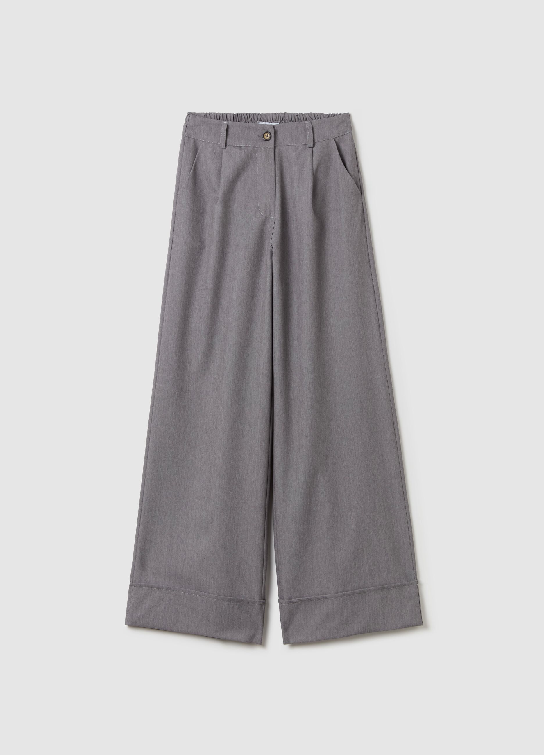 Wide-leg mélange trousers