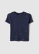 T-shirt blu per ragazza in cotone elasticizzato con ricamo cuori _3